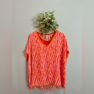 Cato Vibrant Orange and Pink Top